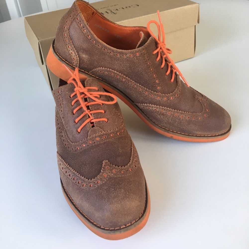 Cole Haan Alisa Oxfords Tan & Coral EUC 7.5